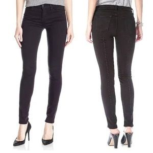 J Brand Super Skinny Stretch Back Eyelet Seam Jeans; Size 27; Black